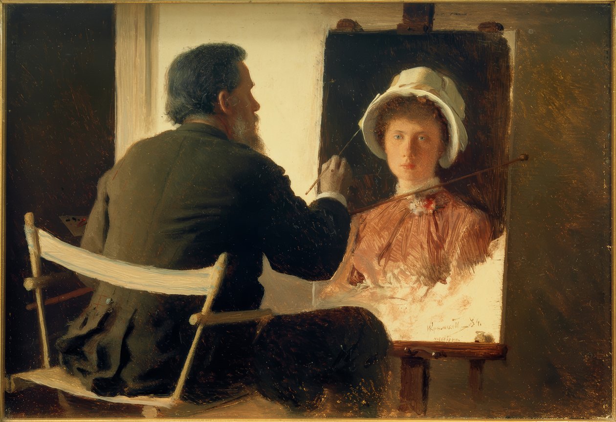 Kramskoi, kızını canlandırıyor by Ivan Nikolaevich Kramskoy