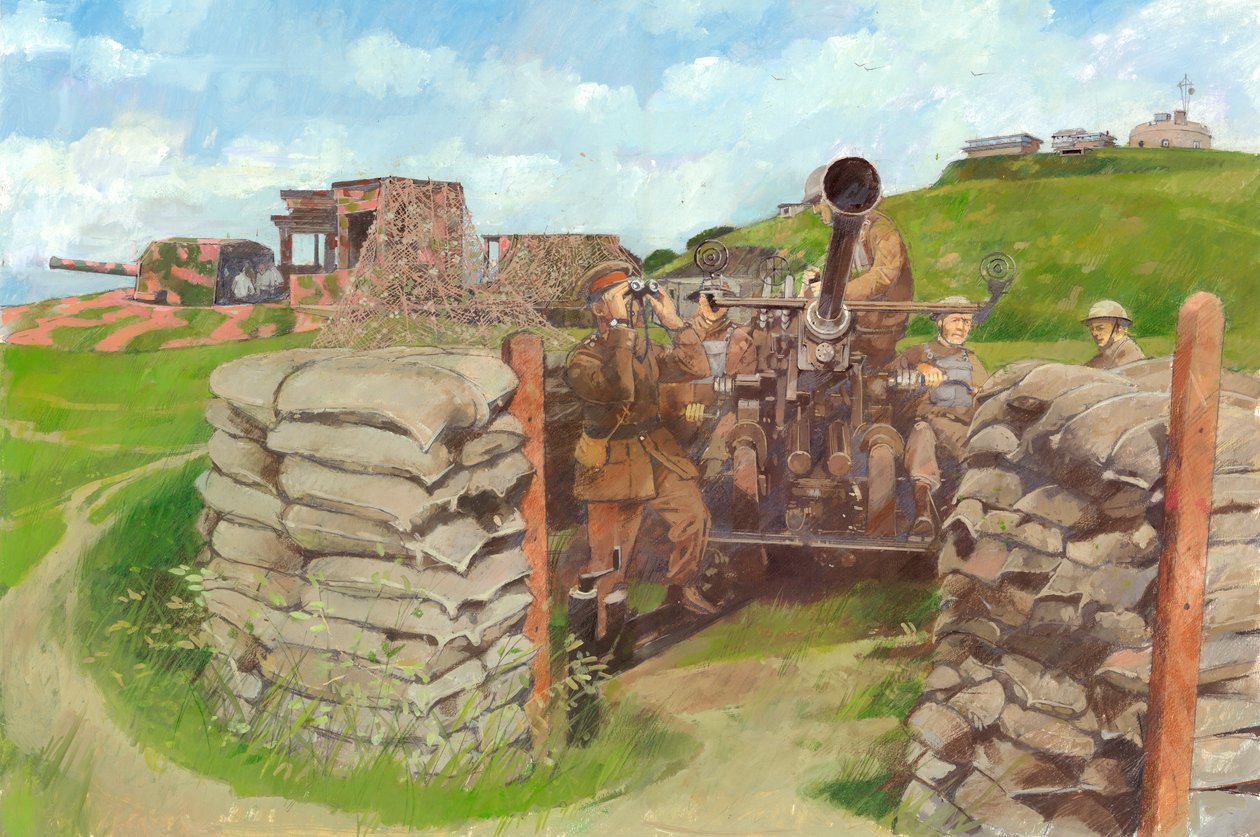 Bofors tabancası, Pendennis Kalesi, c1943, c1990-2010 by Ivan Lapper