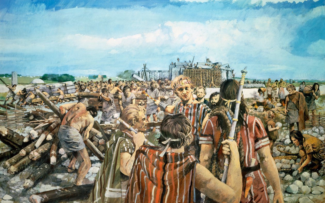 Stonehenge yapımı, c2300BC, c1990-2010 by Ivan Lapper