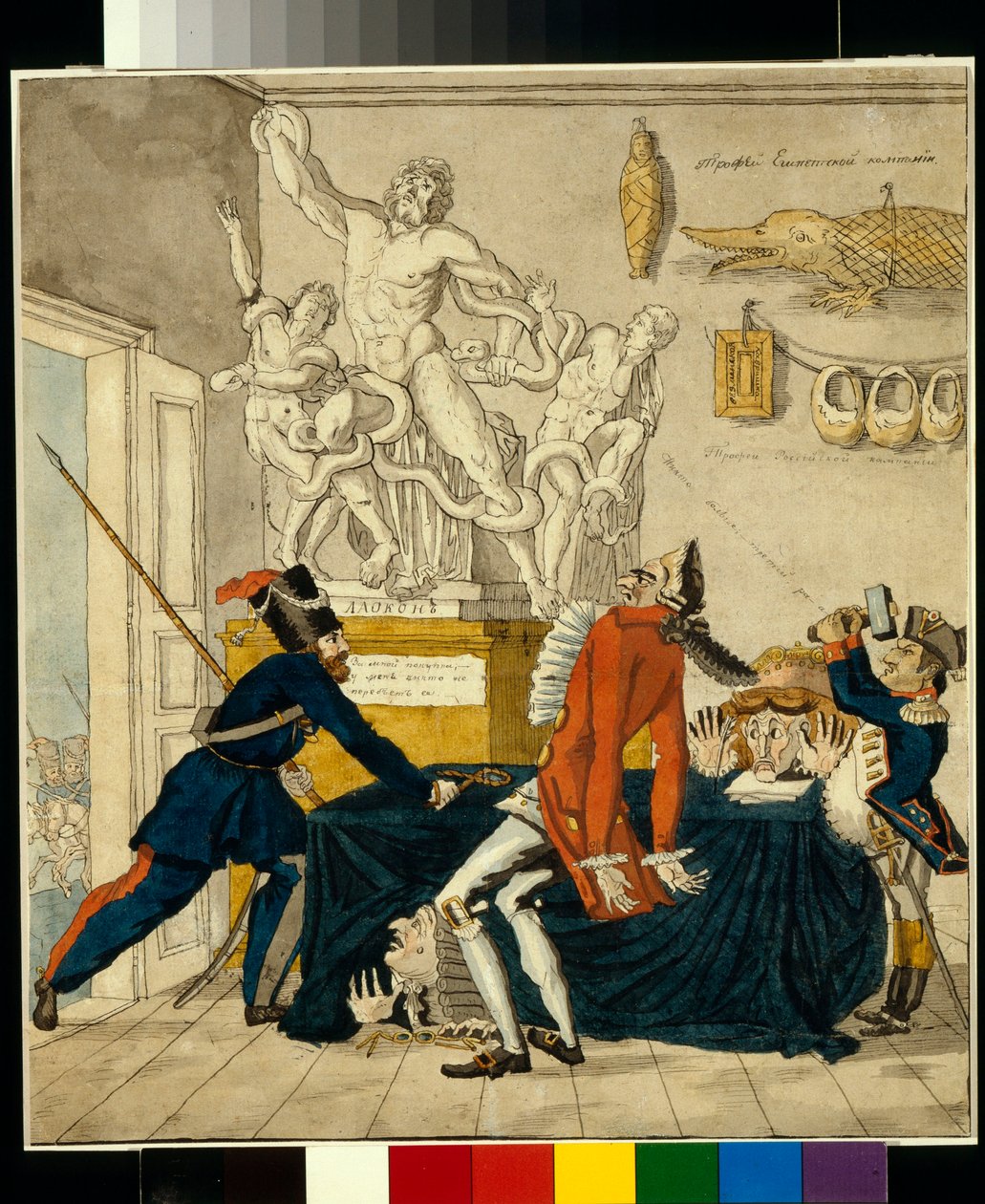 Napolyon Bonapart (1769-1821), aralarında Laocoön grubunun da bulunduğu çalıntı mallar satıyor - Ivan Ivanovich Terebenev