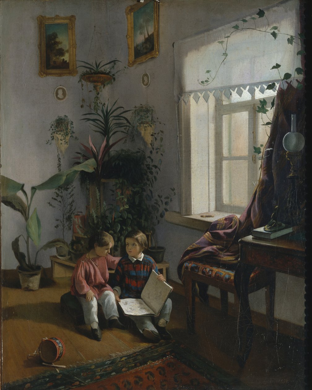 Odada. Kitaba bakan genç erkekler, 1854 by Ivan Phomich Khrutsky