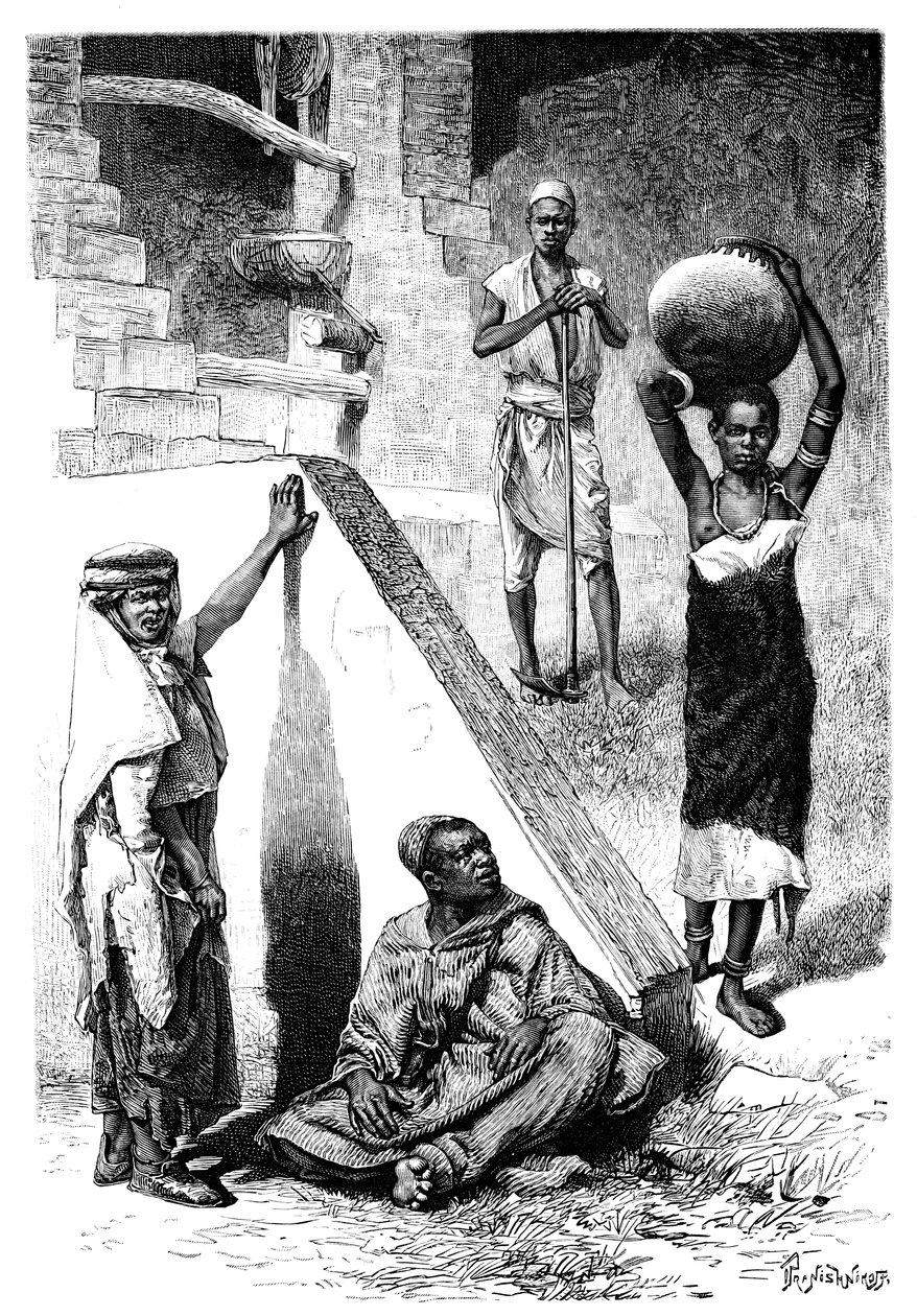 Sudanlı Araplar ve bir kadın Shilluk kölesi, Sudan, 1895. by Ivan Pranishnikoff