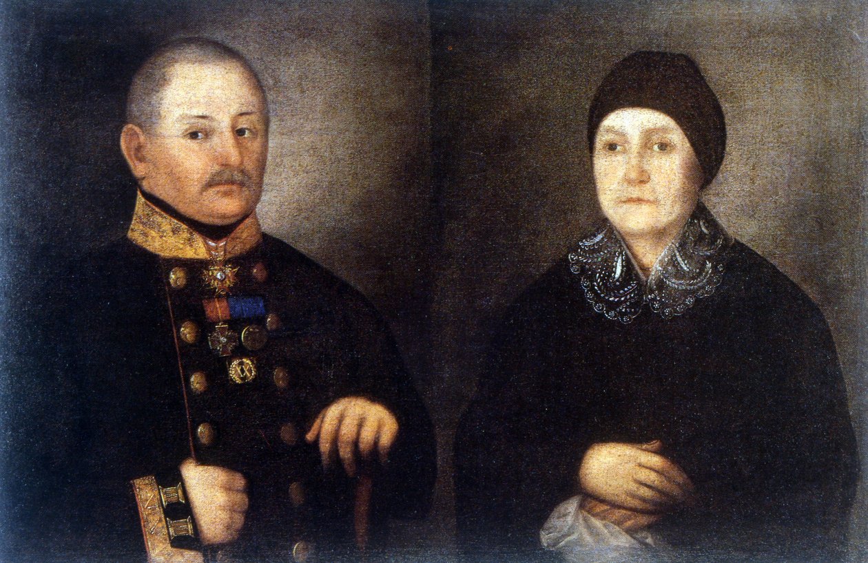 Binbaşı Krupianov ve karısının portresi by Ivan Vasilievich Tarkhanov
