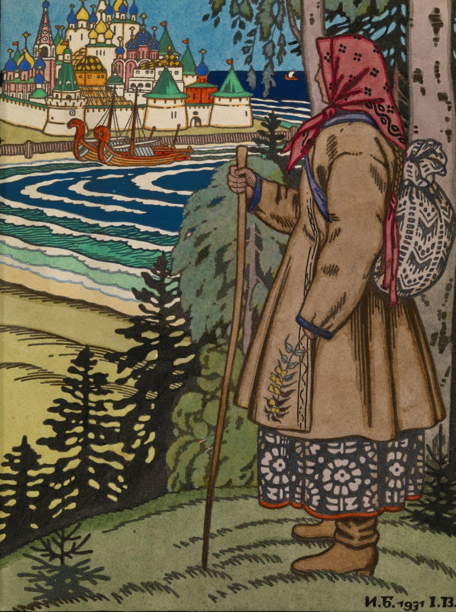 Köylü Kızı. Contes de lIsboa kitabının illüstrasyonu, 1931 by Ivan Yakovlevich Bilibin