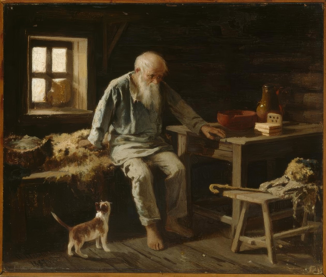 Kedisiyle yaşlı adam by Iwan Andrejewitsch Pelewin