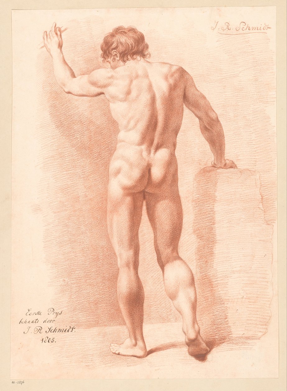 Ayakta çıplak erkek, dikiz (1.lik ödülü 1805) by Izaak Riewert Schmidt