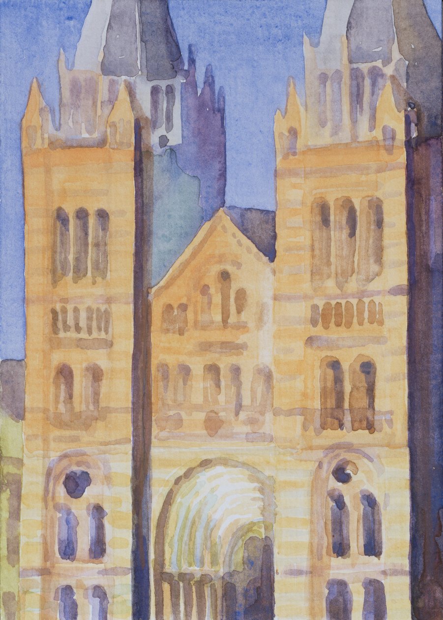 Doğa Tarihi Müzesi Ana Girişi, Londra, Sunset, 1994 (kağıt üzerinde wc) by Izabella Godlewska de Aranda