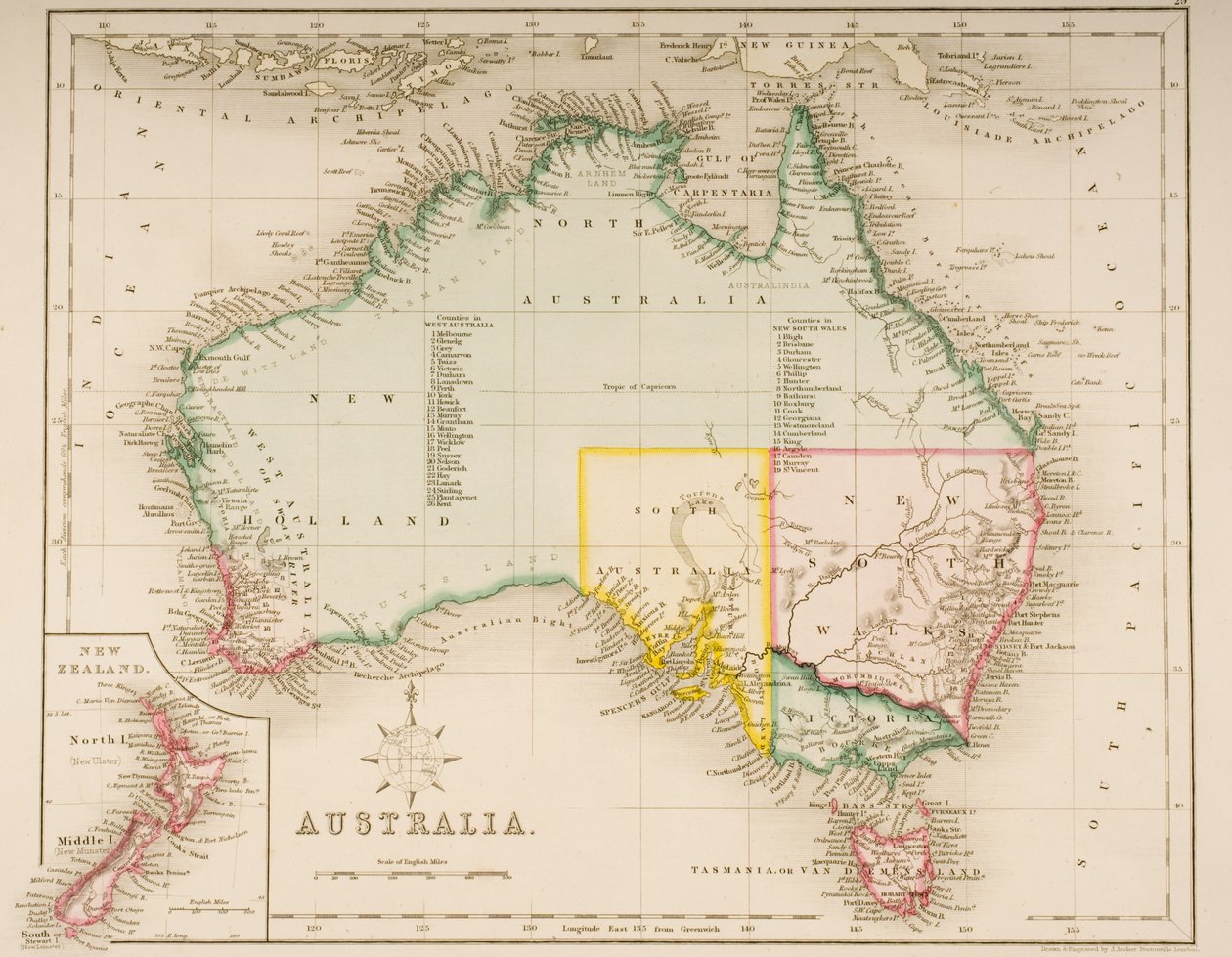 Map of Australia and New Zealand  by J. Archer