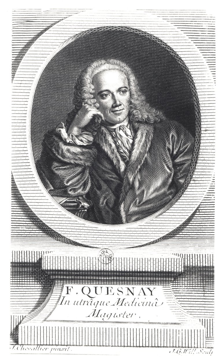 Johan Georg Wille (1715-1808) tarafından oyulmuş Francois Quesnay (1694-1774) portresi by J. Chevallier