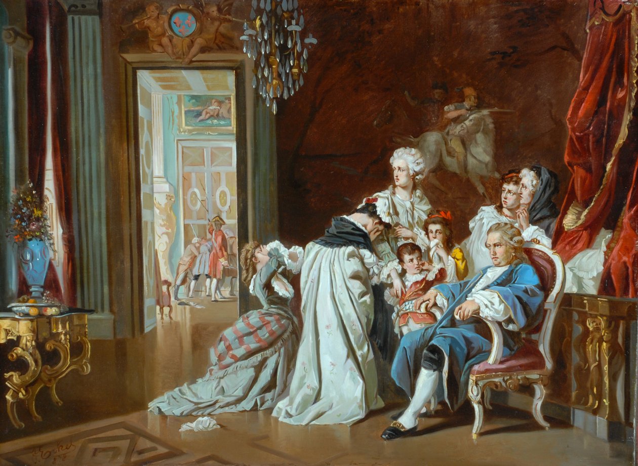 Louis XVI ve Kraliyet Ailesi Versay'ın Düşüşünde, 1878 by J. Eckel