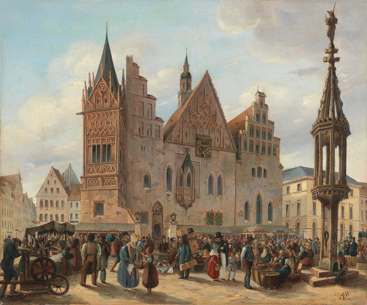 Belediye binasıyla Wroclaw pazar meydanı by J. H. Bondras