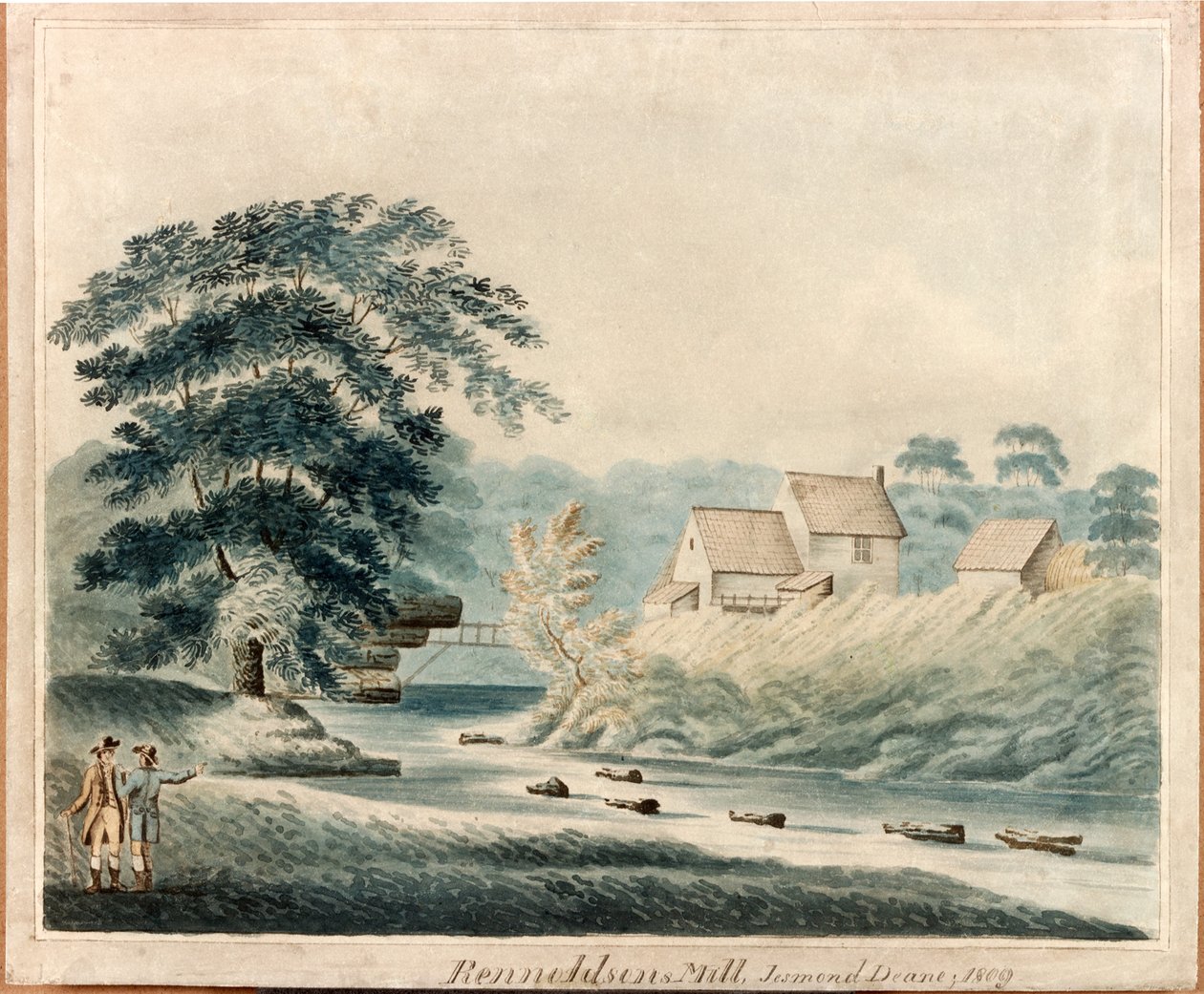 ರೆನಾಲ್ಡ್ಸನ್ಸ್ ಮಿಲ್, ಜೆಸ್ಮಂಡ್ ಡೆನೆ, 1809 (ಕಾಗದದ ಮೇಲೆ ಇಂಕ್ ಮತ್ತು ಡಬ್ಲ್ಯೂಸಿ) ಟರ್ಕ್ by J. Littlefear