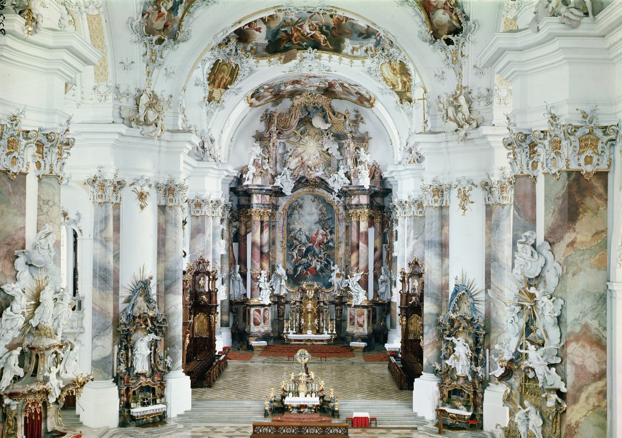Benediktin manastır kilisesinin içi, 1711-31 by J. M. and Feuchtmayer, J. A. Fischer