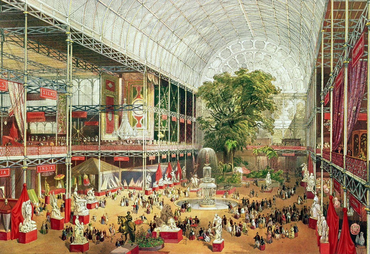 Interior View of Crystal Palace during the Great Exhibition of 1851, engraved by William Simpson (1823-99) 1851  by J. McNevin