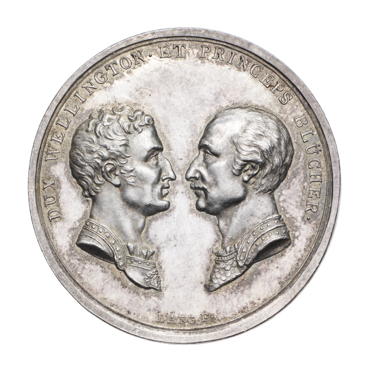 Wellington Dükü ve Mareşal von Blücher 1815, c.1815 anısına madalya (gümüş) by J. N. Lang