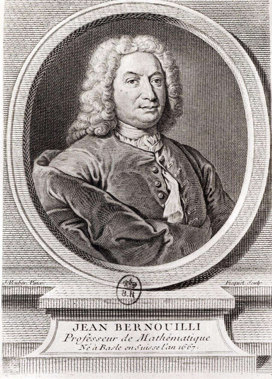 Etienne Ficquet (1719-94) tarafından oyulmuş Jean Bernoulli (1667-1748) portresi (bw fotoğraf) by J. Ruber