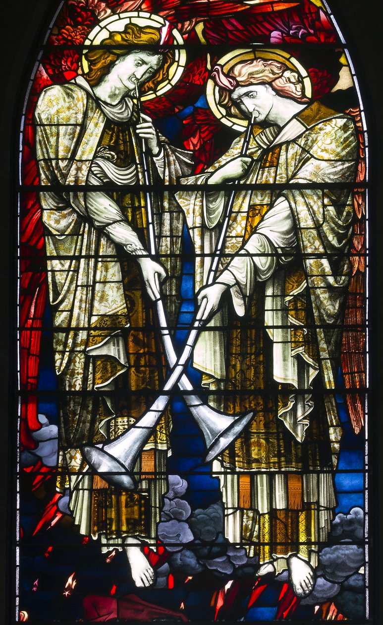 Jesmond, St George, Gateshead Vitray Co, JW Brown TR Spence, Doğu Penceresi, Son Yargı, 1888 by J. W. and Spence Brown