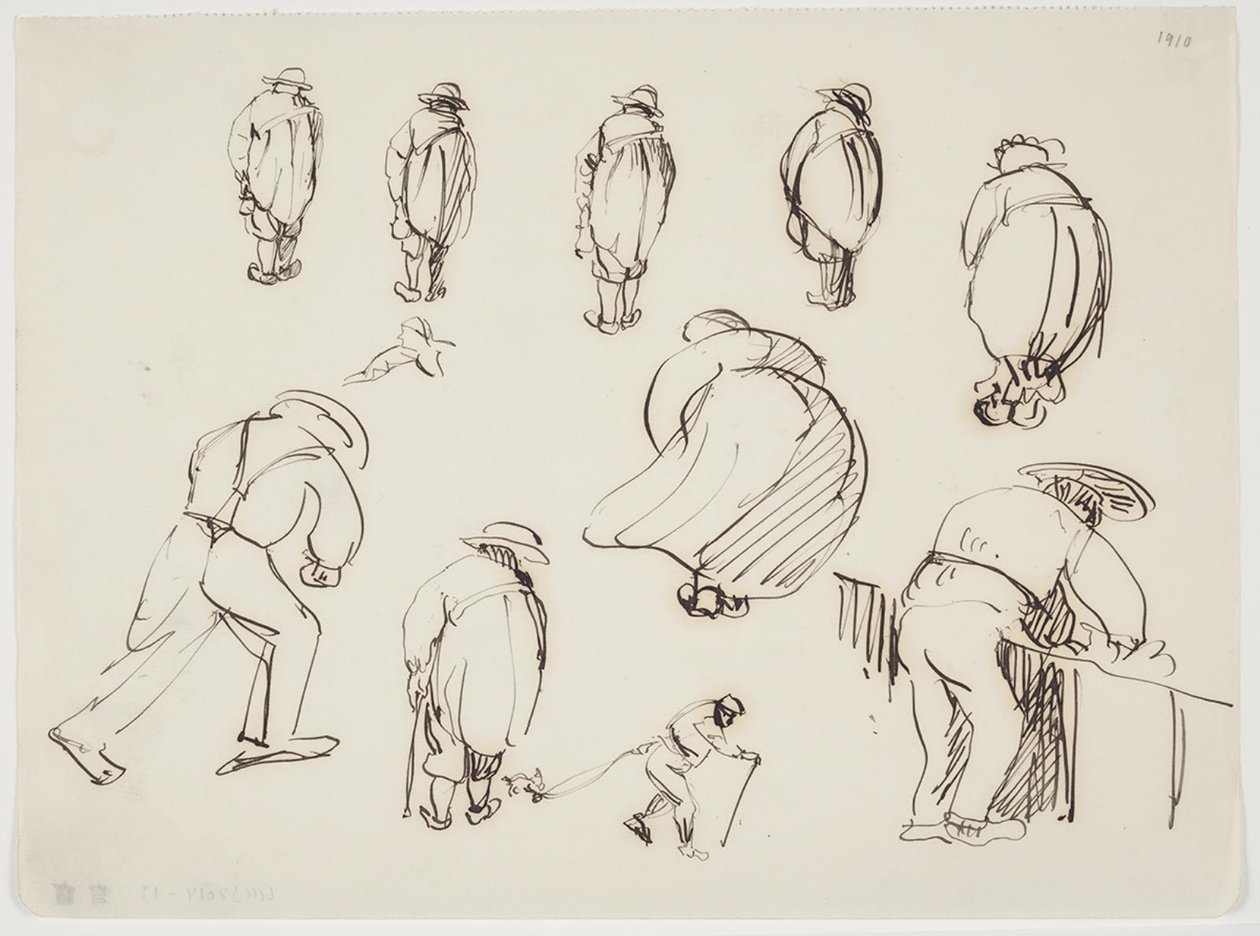 Arkaya bakan figürlerin çalışmaları by J.A. Jerichau