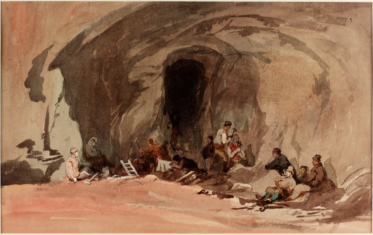 Madenciler, Demir Madenine Giriş, 1845 (kağıt üzerinde kalem ve wc (kart üzerinde)) by J.B. Brown