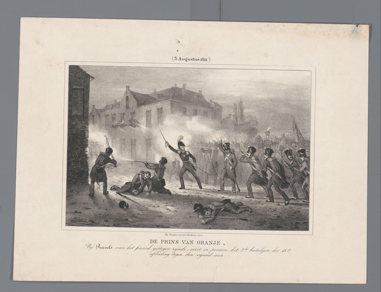 Orange Prensi, Ravels'deki birliklere liderlik ediyor, 1831 Orange Prensi, Ravels'de attan kalkan, düşmana karşı 18. Tümen'in 2. o kavgalar by J.B. Clermans