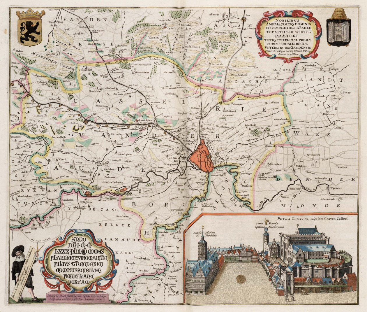 Gent, Belçika Çevre Haritası by J.Blaeu