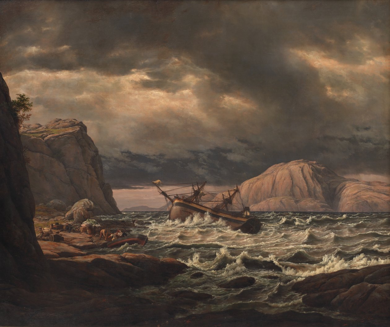 Norveç Sahilinde Bir Gemi Enkazı by Johan Christian Dahl