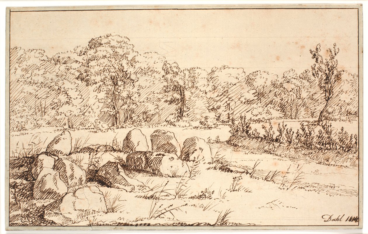 Bir dolmen kalıntıları ile manzara by Johan Christian Dahl