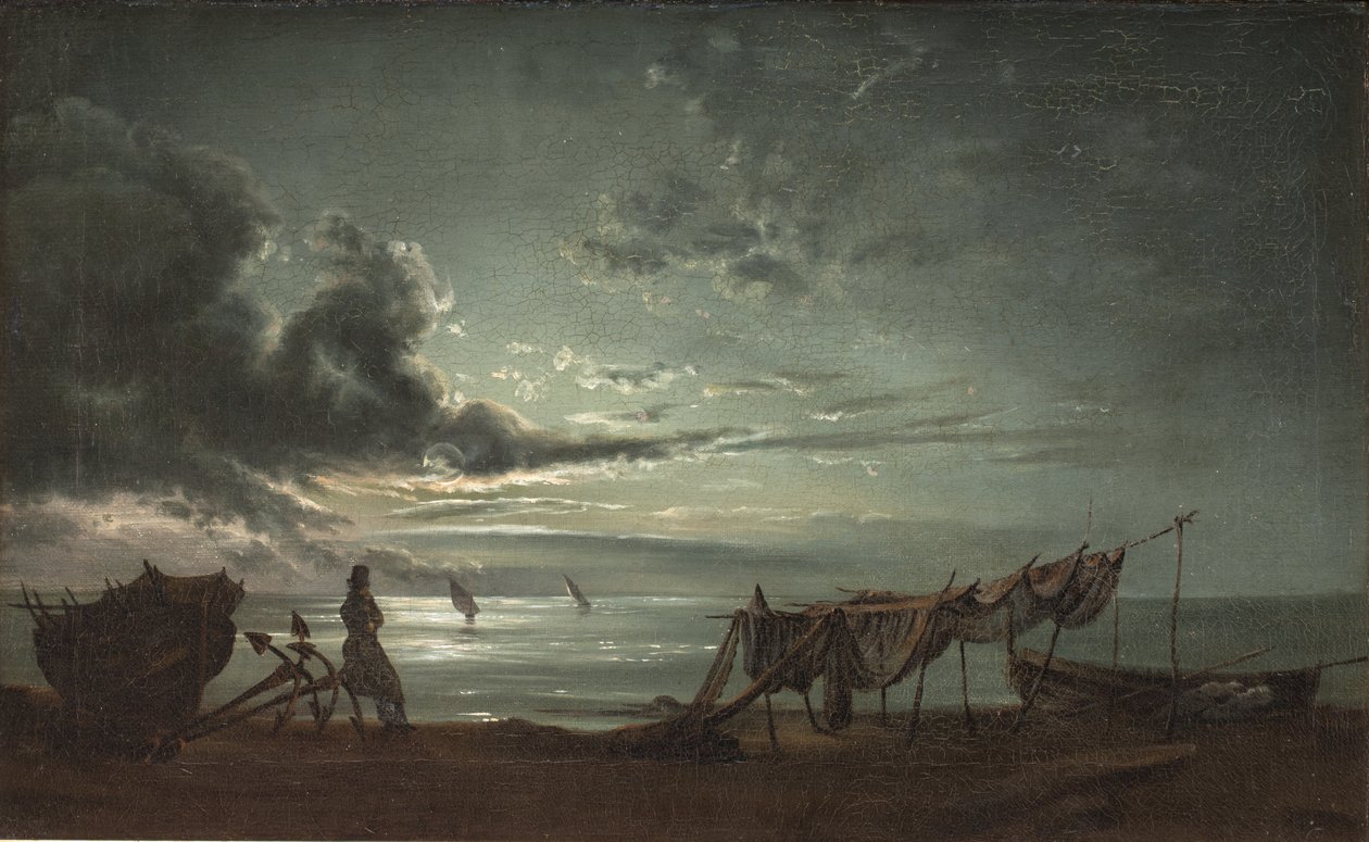 Napoli Körfezi. Ay ışığı by Johan Christian Dahl