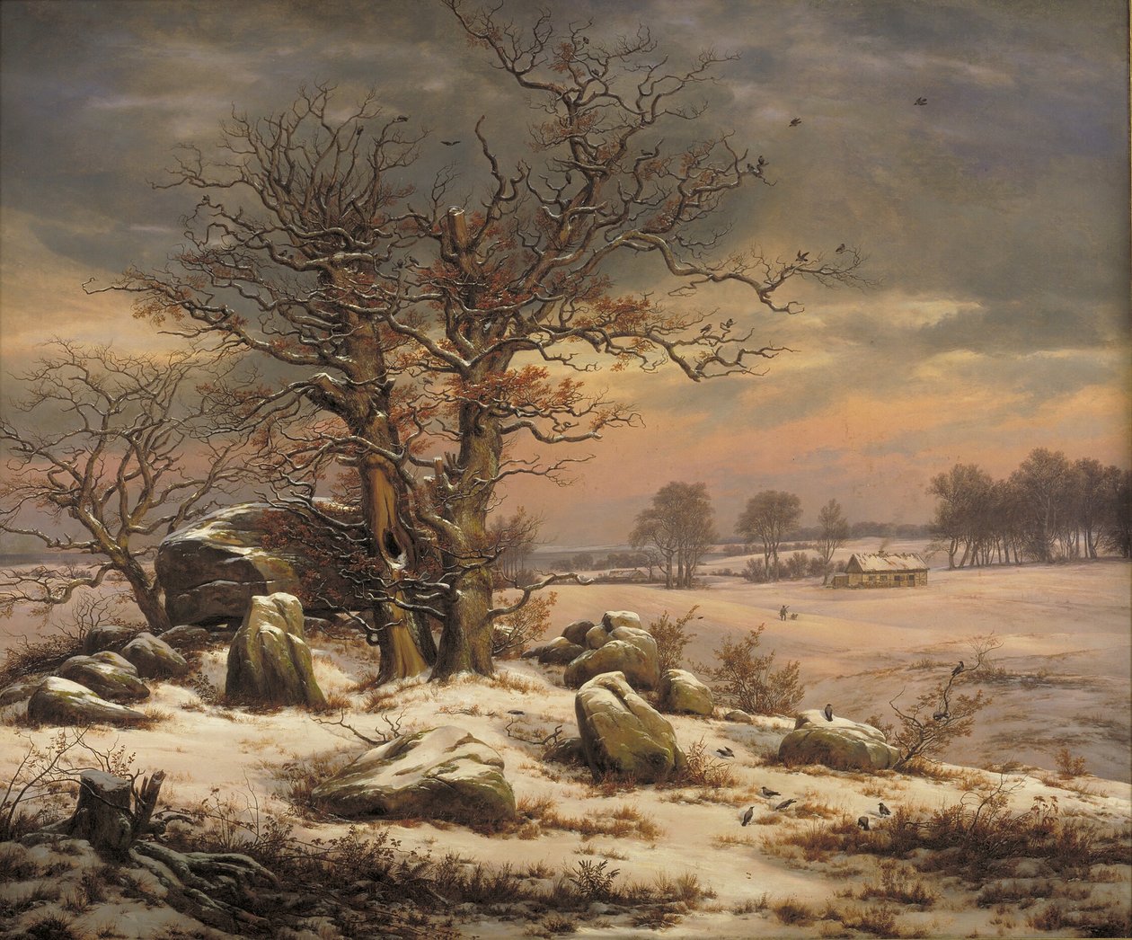 Vordingborg, Danimarka yakınlarındaki kış manzarası by Johan Christian Dahl