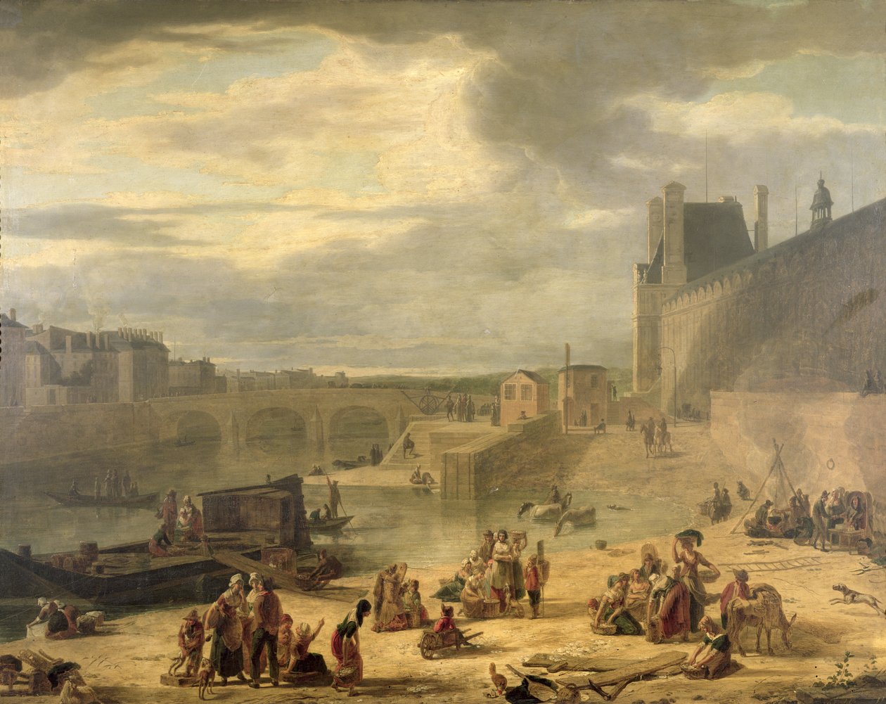 View of the Grand Gallery of the Louvre, the Tuileries and the Pont Royal, c.1795  by J.F. De Pelchin