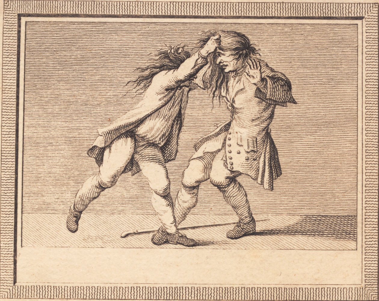 Hiciv yazarı ve eleştirmen birbirinin saçlarında by J.F. Clemens