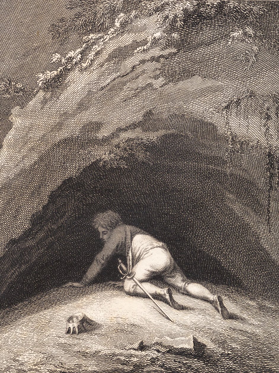 Dövülmüş Niels Klim mağaraya giriyor by J.F. Clemens
