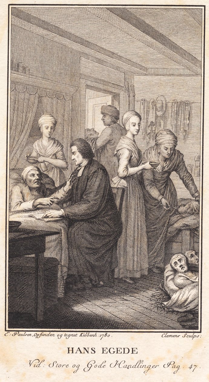 Hans Egede hasta Grönlandlılarla ilgileniyor by J.F. Clemens