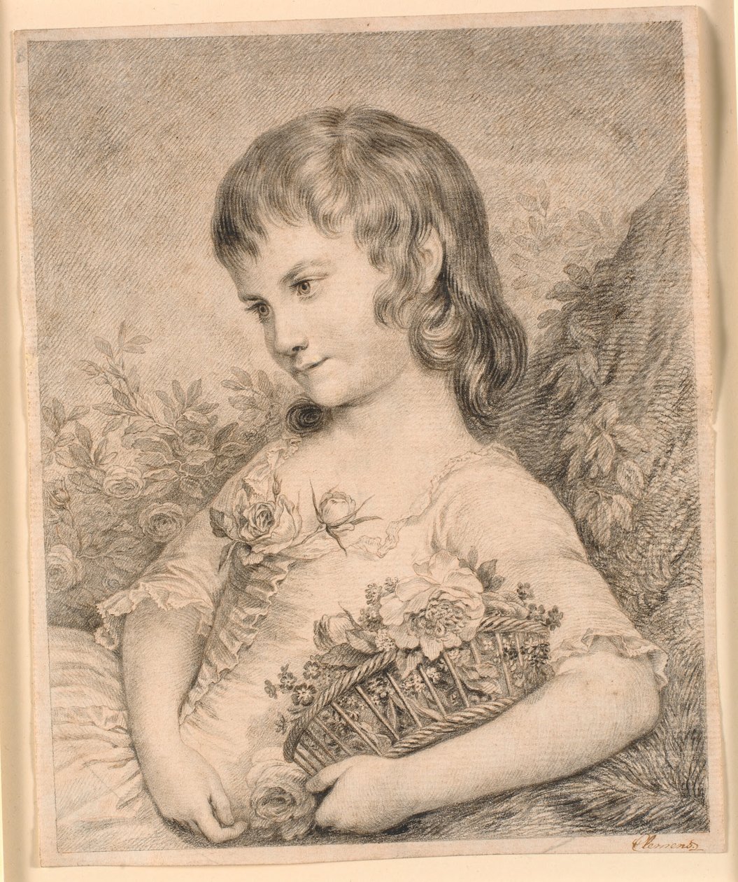 Çiçek sepeti olan küçük kız (Octavie Diodati) by J.F. Clemens