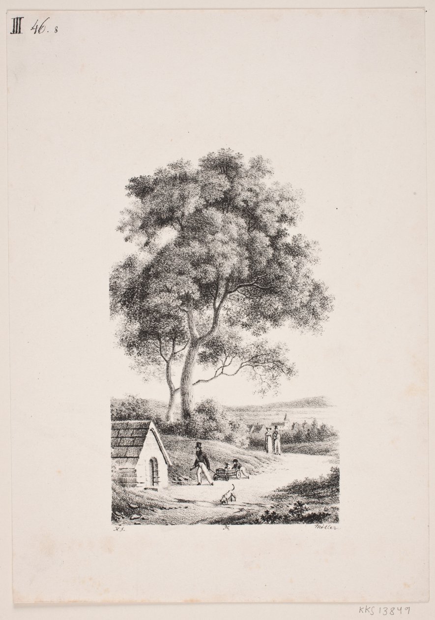 Bir yolda yürürken, soldaki uzun ağaçlara by J.F. Møller