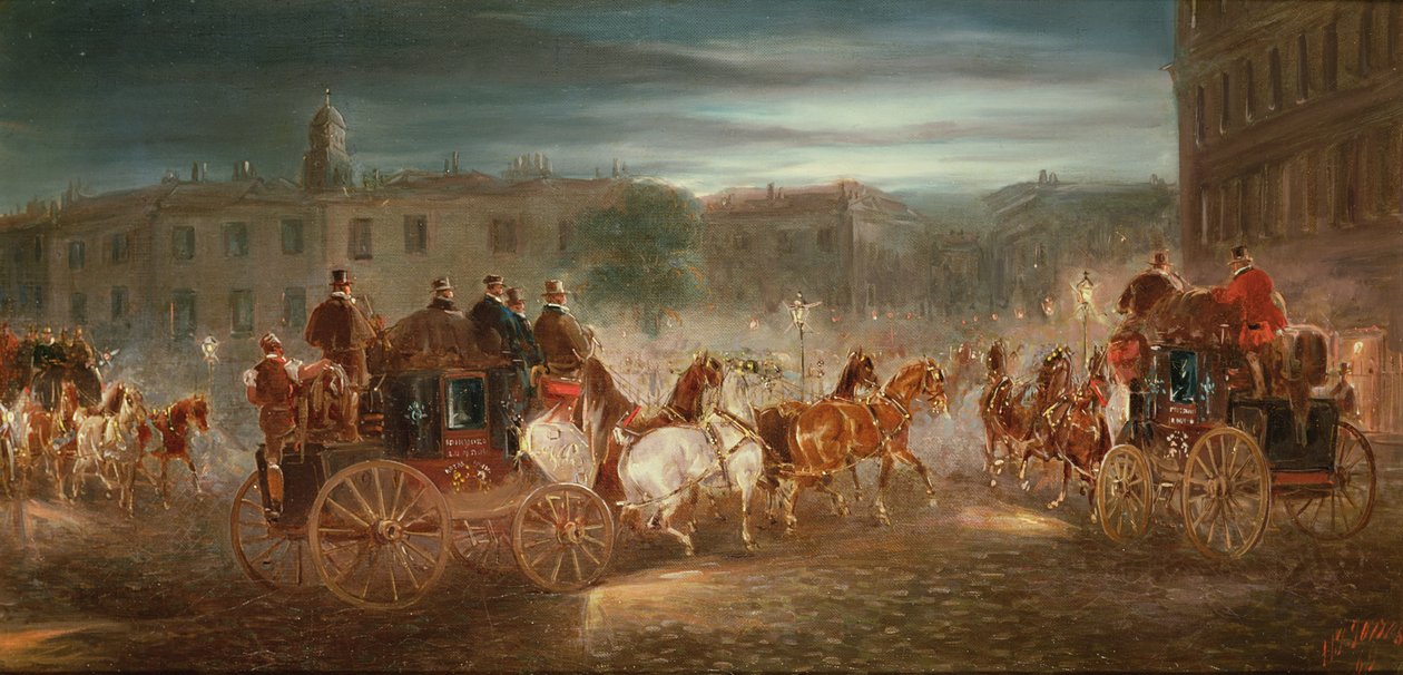 Bir kasabada Akşam Koçluk Sahnesi by J.J. Jones