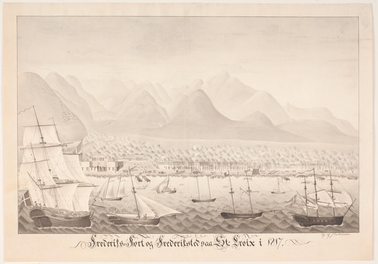 Skt Croix üzerinde Frederiksfort ve Frederiksted by J.L.V. Michaelsen