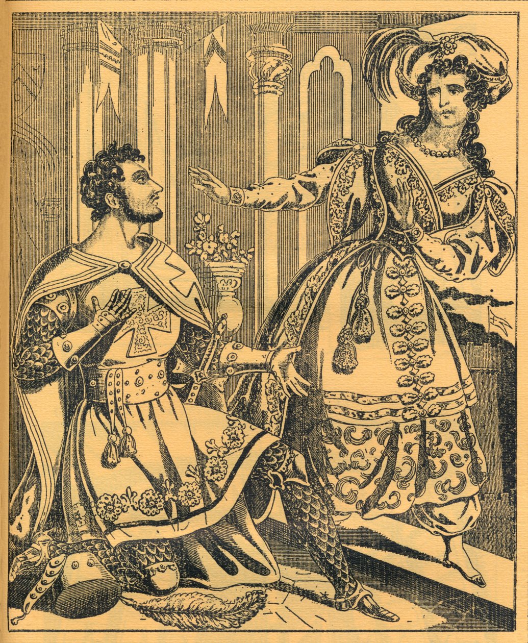 'Ivanhoe: Sir Brian de Bois Guilbert ve Rebecca', 19. yüzyıl by JL Marks