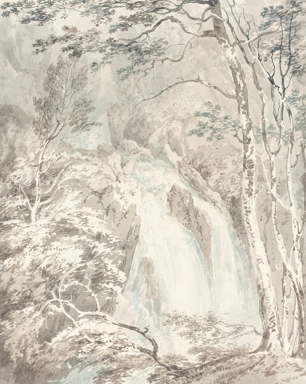 Bir Şelale, 17951796. by Joseph Mallord William Turner