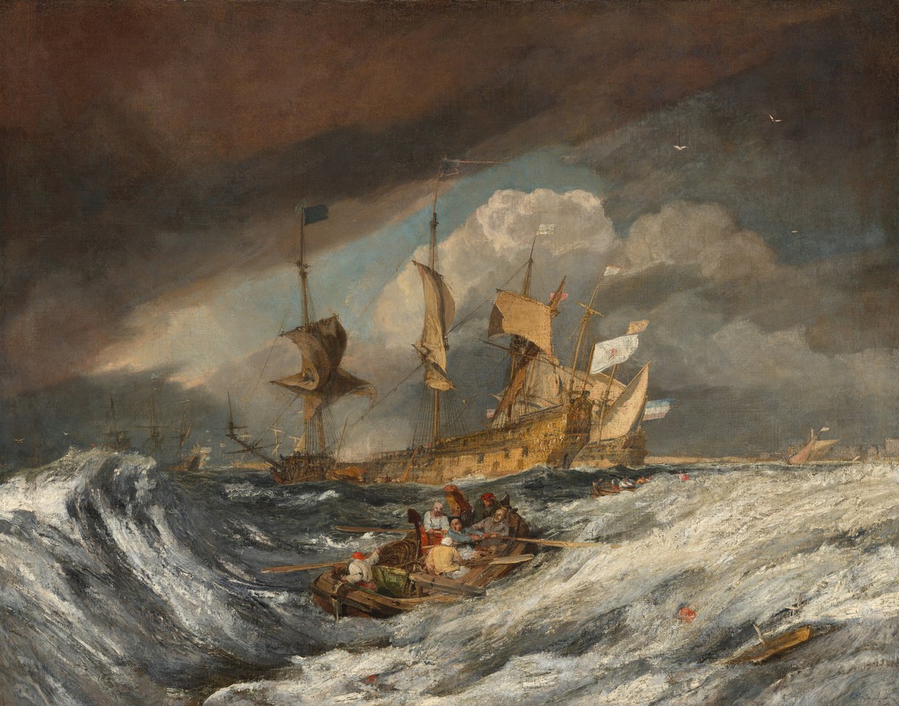 Hollandalı Savaş Adamlarına Çapa Taşıyan Tekneler, c. 1804. by Joseph Mallord William Turner