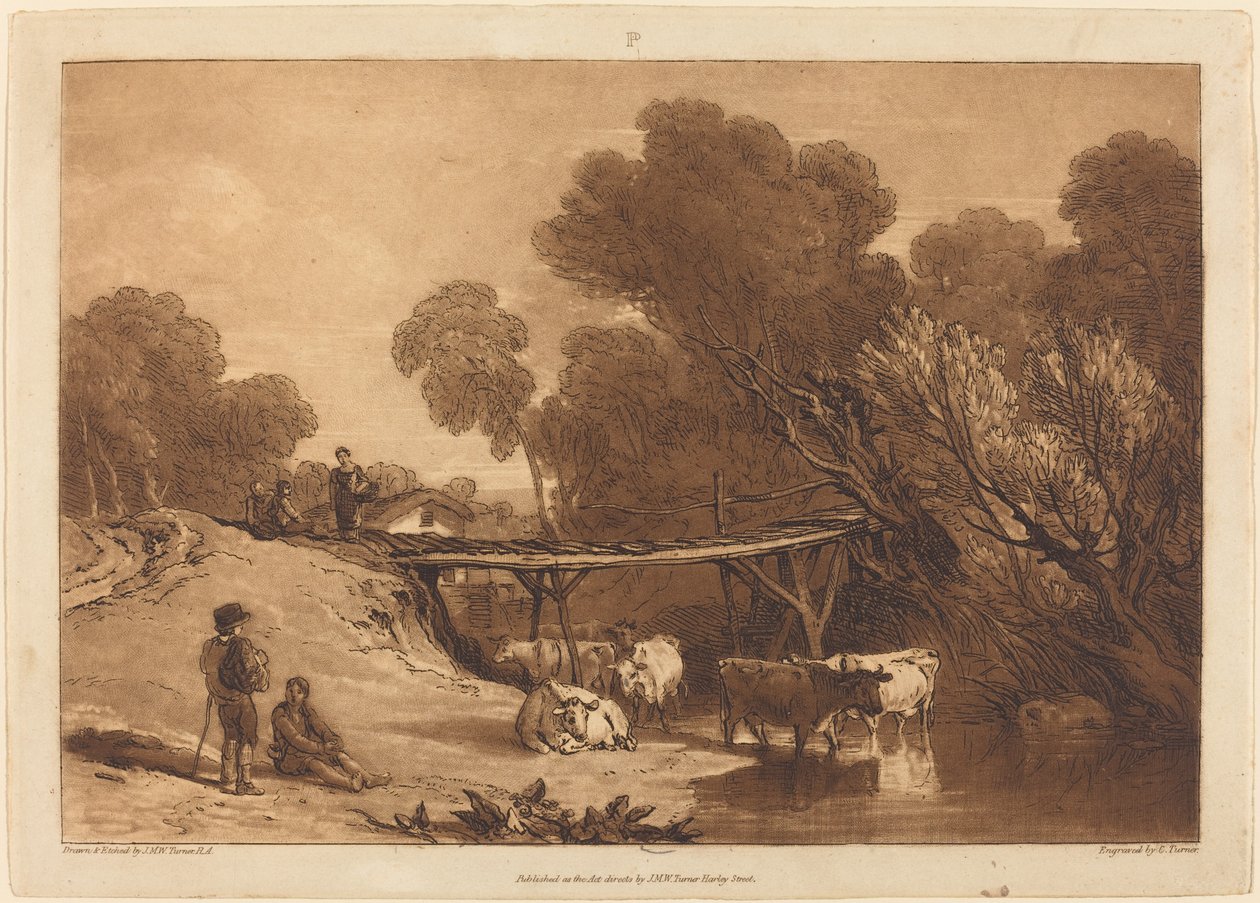 Köprü ve İnekler, 1807 yayınlandı. by Joseph Mallord William Turner