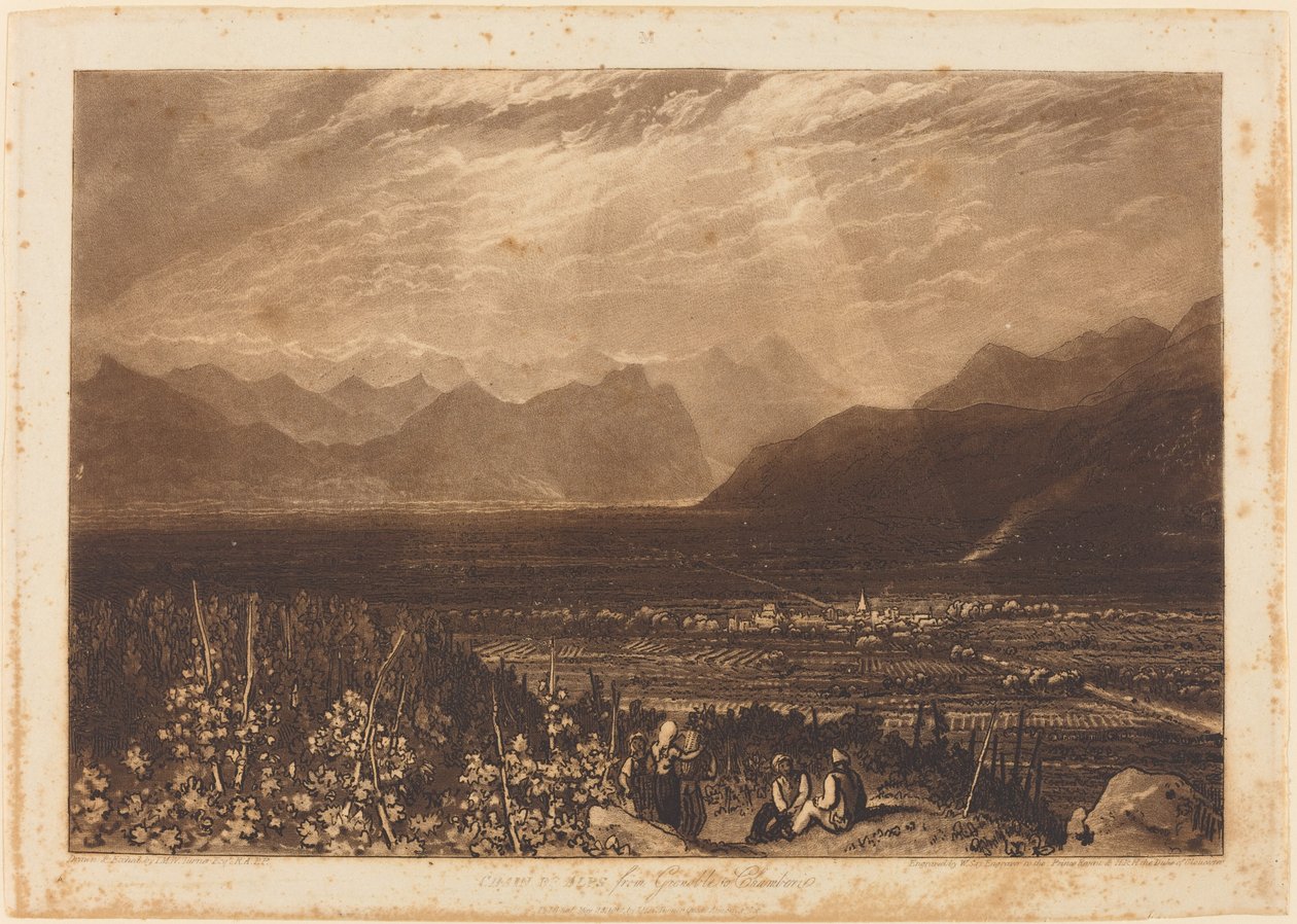 Grenoble'dan Chamberi'ye Alpler Zinciri, 1812'de yayınlandı by Joseph Mallord William Turner