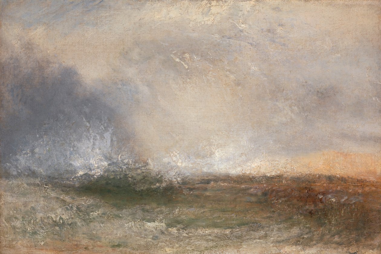 Kıyıda Fırtınalı Deniz Kırılması, 1840 ve 1845 yılları arasında. by Joseph Mallord William Turner