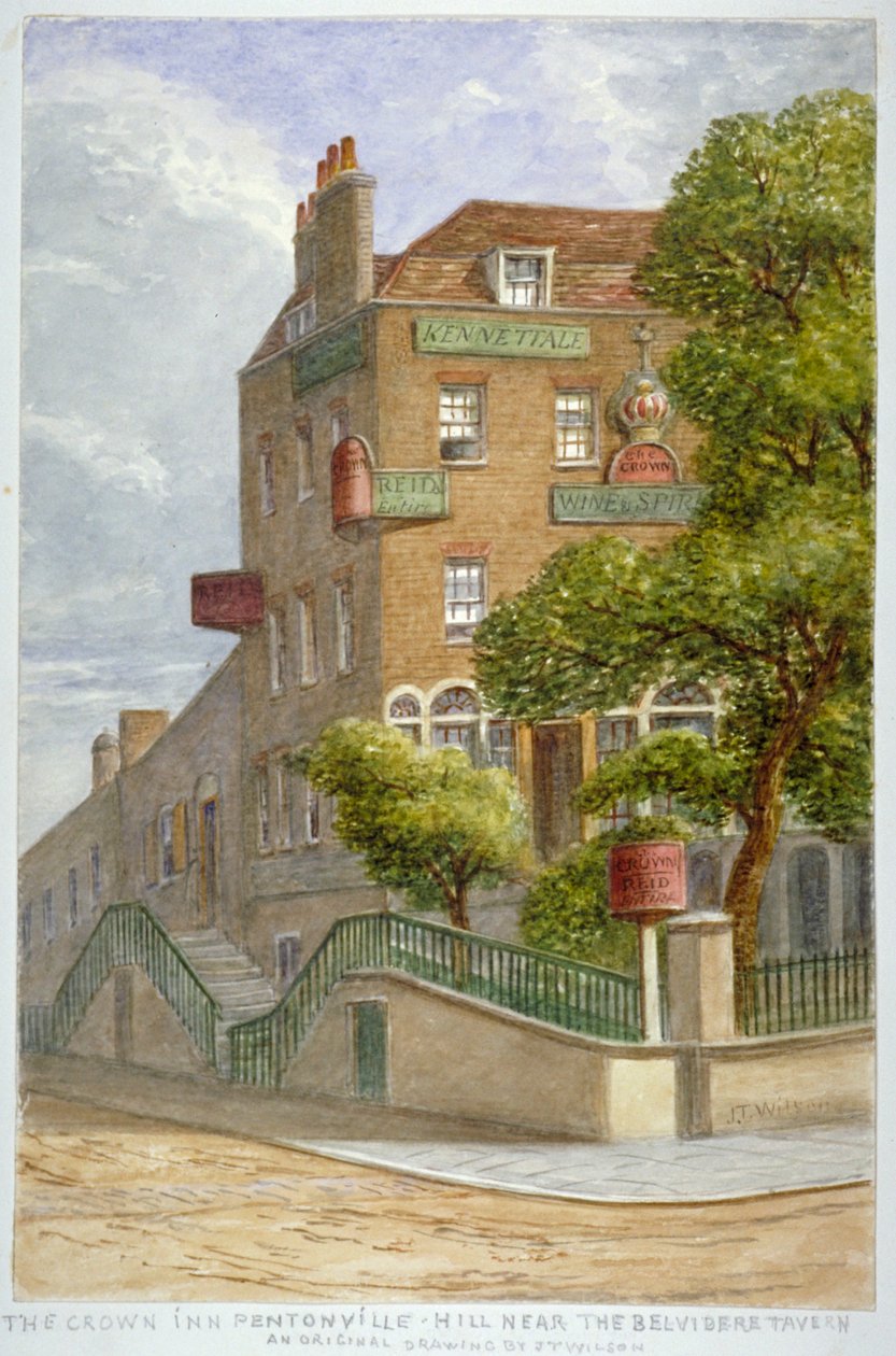 The Crown Inn, Pentonville Hill, Islington, Londra, c1865 by JT Wilson