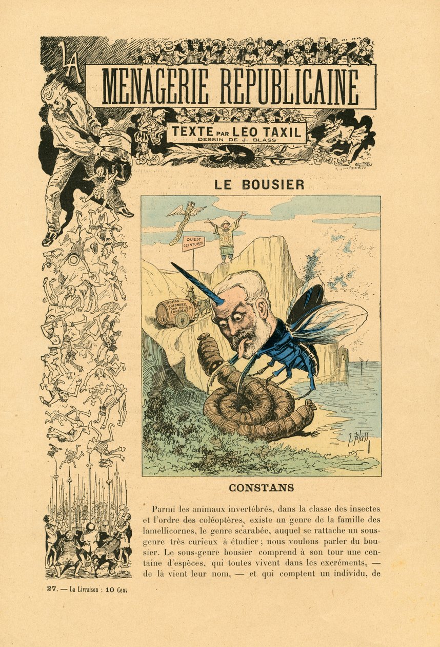 Menagerie Republicaine Üçüncü Cumhuriyet'in ana karakterlerinin mizahi galerisi, numara 27, Satirique en Couleurs by J. (1847 1892) Blass