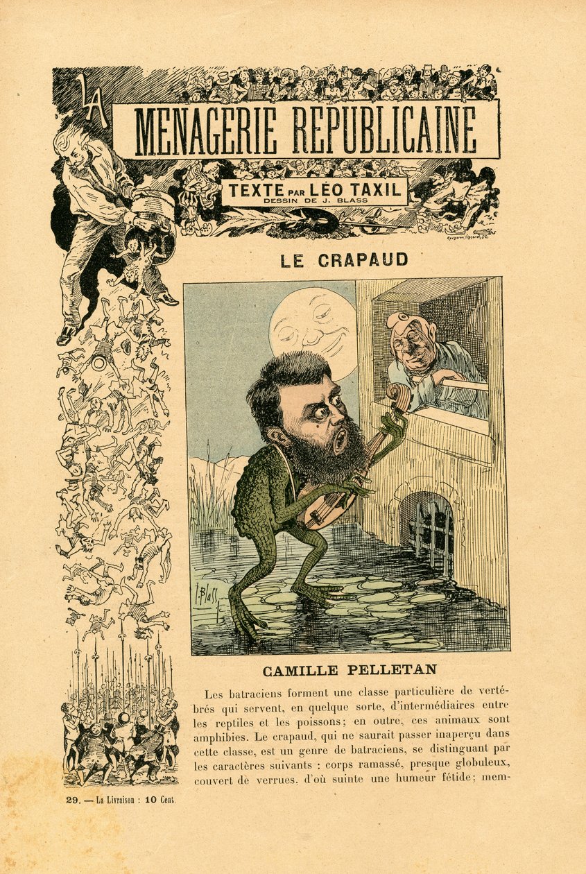 Menagerie Republicaine Üçüncü Cumhuriyet'in ana karakterlerinin mizahi galerisi, numara 29, Satirique en Couleurs by J. (1847 1892) Blass