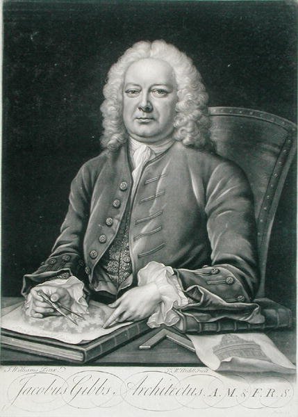James McArdell (c.1729-65) tarafından oyulmuş James Gibbs (1682-1754) portresi (gravür) by J. (after) Williams