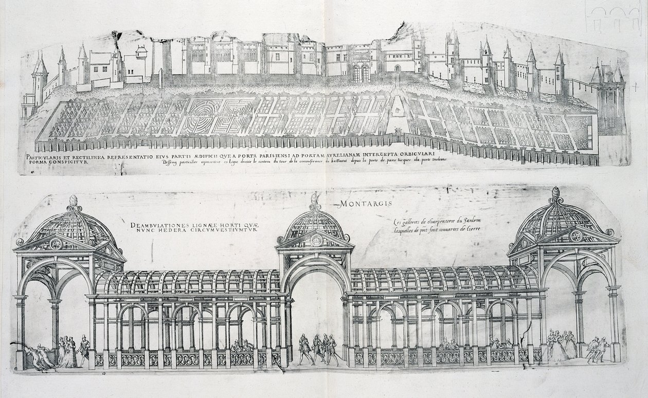 Montargis'ten Görünümler, 'Les Plus Belles Batiments de France', 1570'lerde yayınlandı by J. Androuet Ducerceau