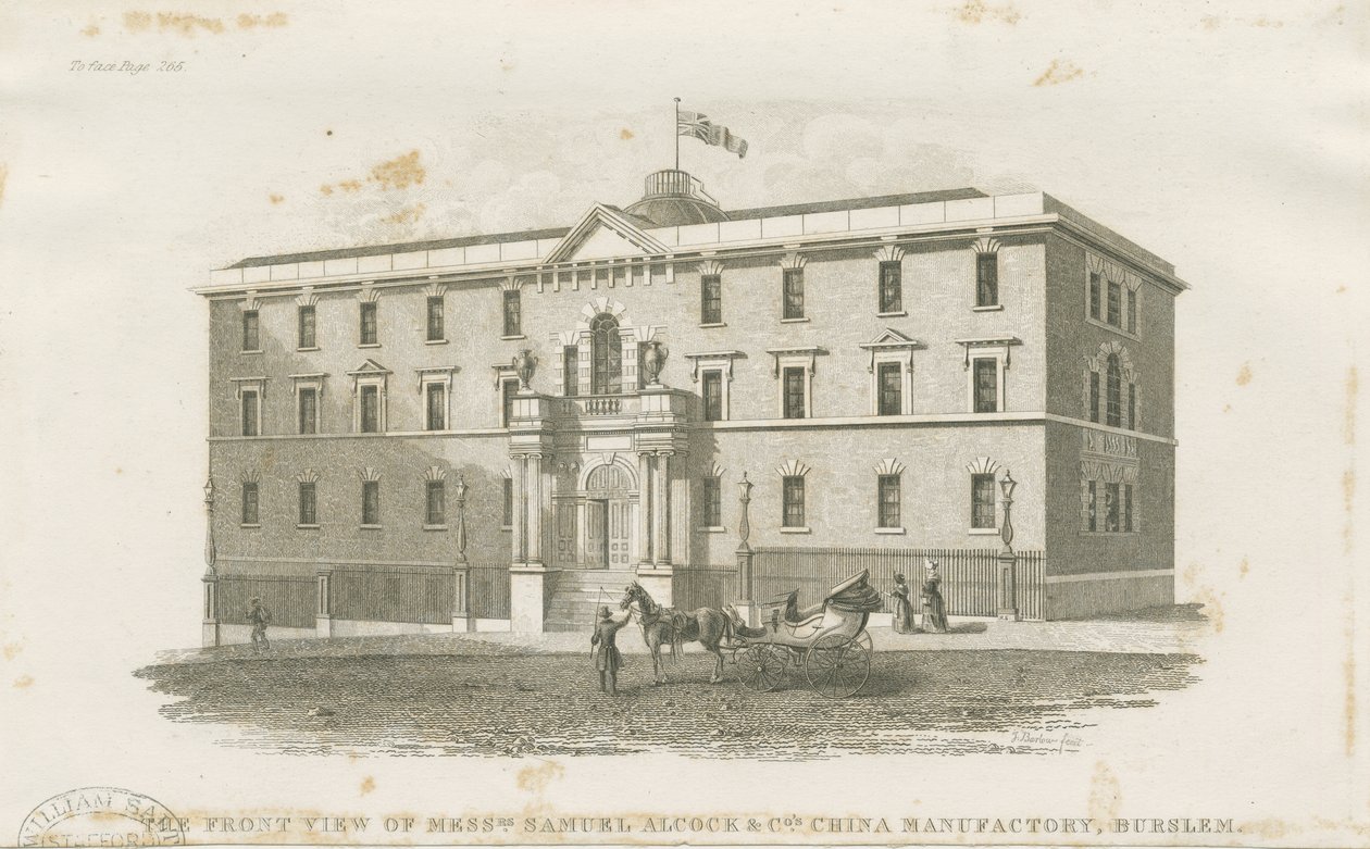 Burslem - Bay Samuel Alcock & Cos.'un fabrikası: çelik gravür, nd [?19.yüzyıl] (baskı) by J Barlow