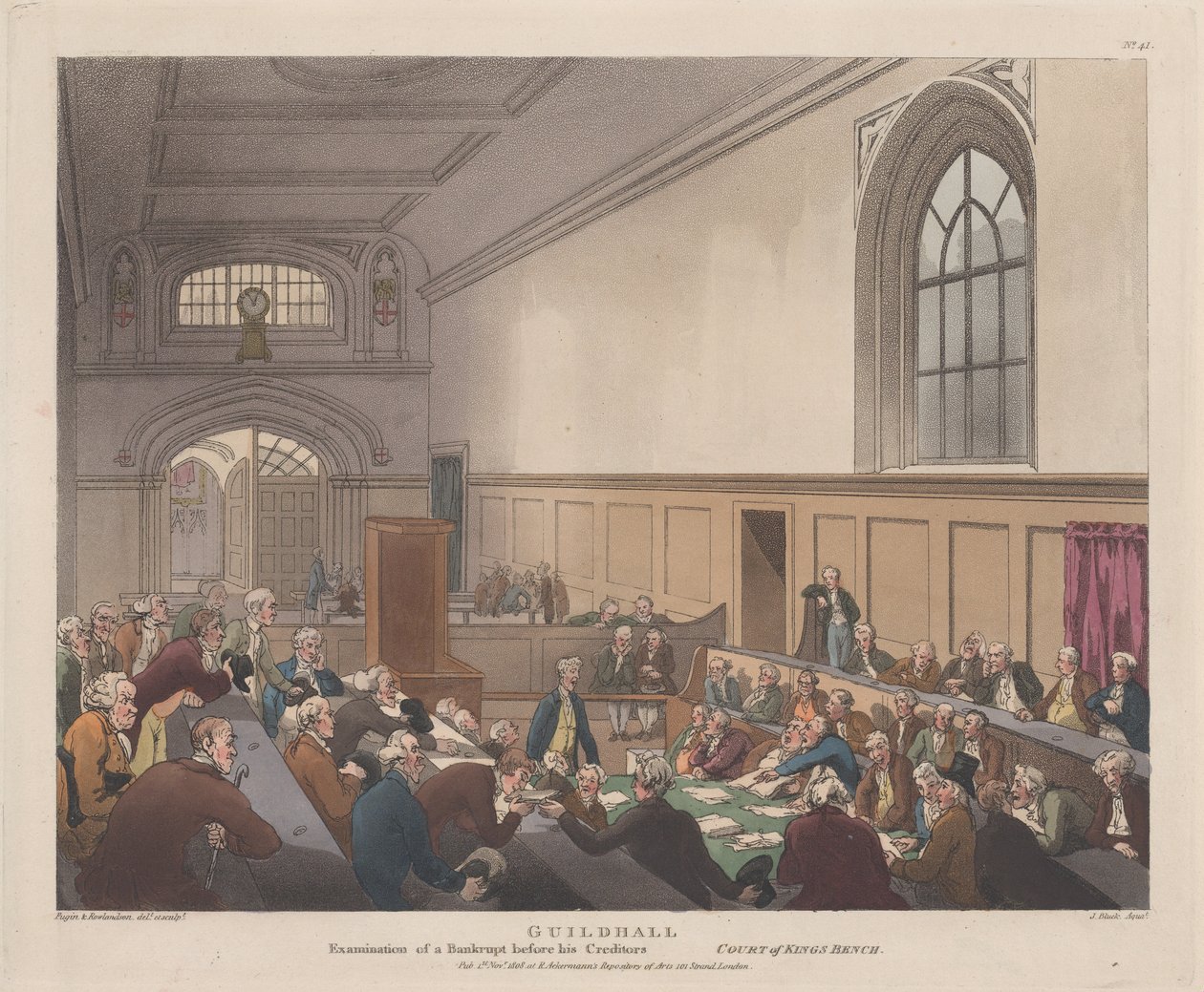 Guildhall, Alacaklıları Londra Mikrokozmosundan Önce Bir İflasın İncelenmesi..., 1 Kasım 1808. by J. Bluck